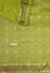 Pretty Parrot Green - Raaga - Semi Tussar with Buttas and Mayil Border