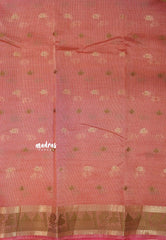 Peach Pink - Raaga - Semi Tussar Plain body with Buttas and Mayil Border