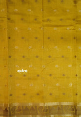 Paris Yellow - Raaga - Semi Tussar Plain body with Buttas and Mayil Border