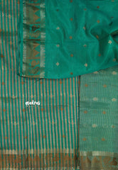Aqua Green - Raaga - Semi Tussar Plain body with Buttas and Mayil Border