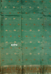 Aqua Green - Raaga - Semi Tussar Plain body with Buttas and Mayil Border