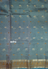 Peacock Blue - Raaga - Semi Tussar Plain body with Buttas and Mayil Border