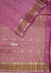 Onion Pink - Raaga - Semi Tussar Plain body with Buttas and Mayil Border