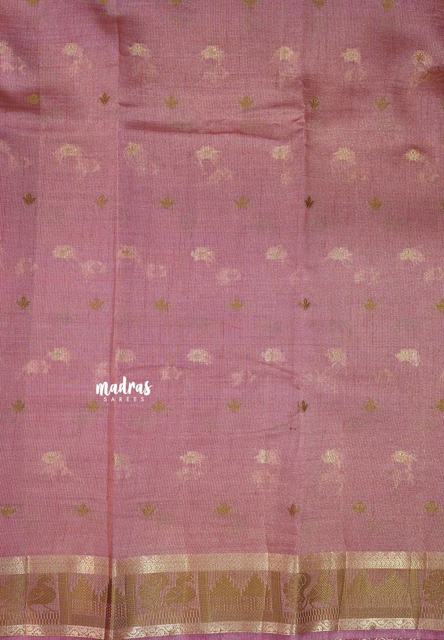 Onion Pink - Raaga - Semi Tussar Plain body with Buttas and Mayil Border