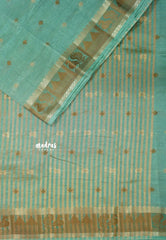 Muted Sea Green - Raaga - Semi Tussar Plain body with Buttas and Mayil Border