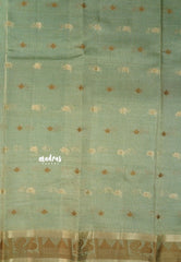 Muted Sea Green - Raaga - Semi Tussar Plain body with Buttas and Mayil Border