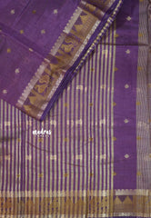 Royal Purple - Raaga - Semi Tussar Plain body with Buttas and Mayil Border