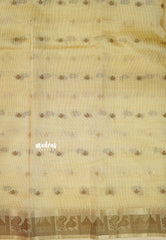 Beige - Raaga - Semi Tussar Plain body with Buttas and Mayil Border