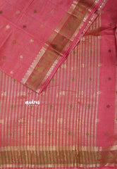 Peach Pink - Raaga - Semi Tussar Plain body with Buttas and Mayil Border