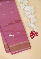 Onion Pink - Raaga - Semi Tussar Plain body with Buttas and Mayil Border
