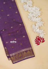 Royal Purple - Raaga - Semi Tussar Plain body with Buttas and Mayil Border
