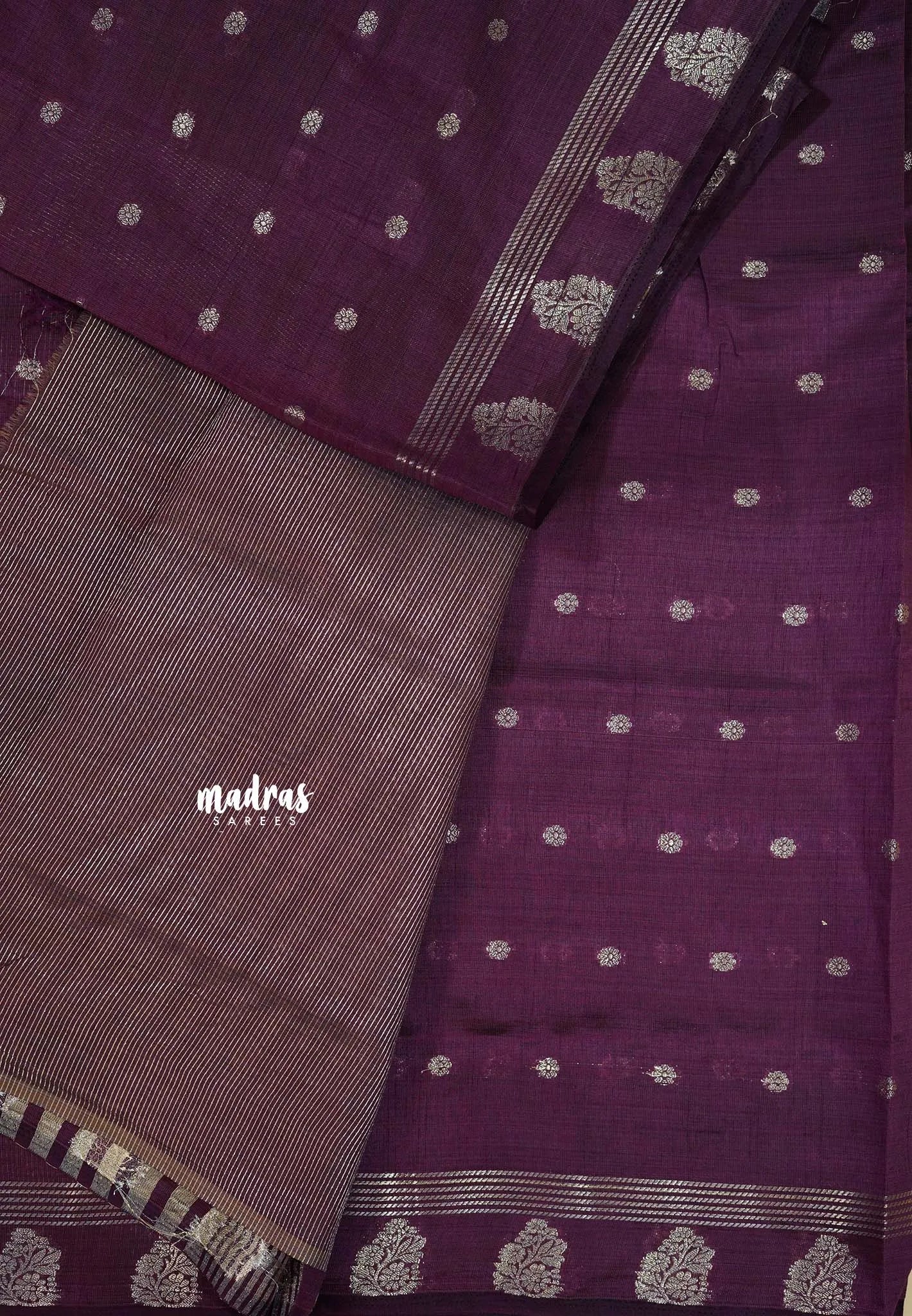 Winered - Raaga - Lightweight Semi tussar saree with buttas and small border