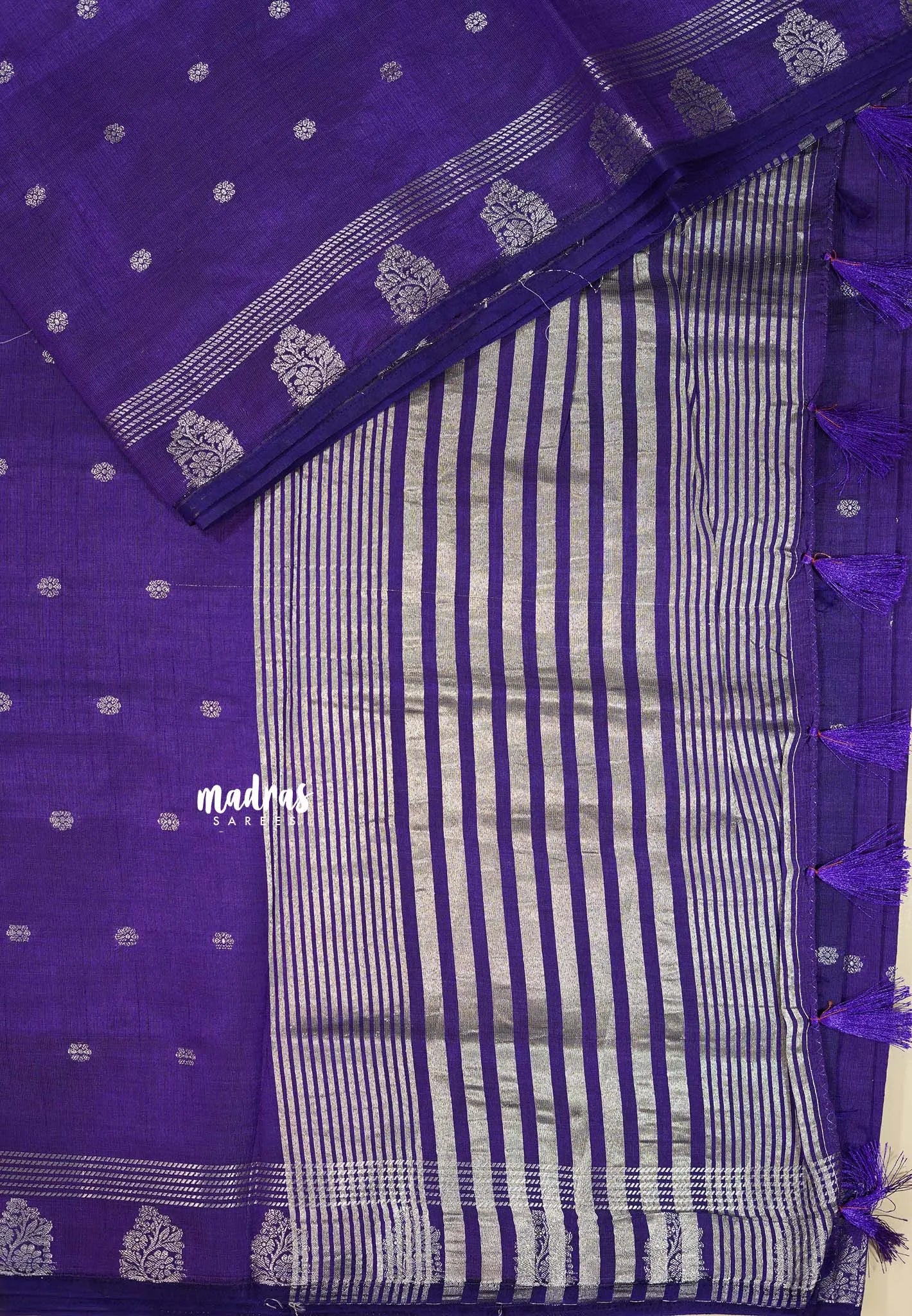Royal Purple - Raaga - Lightweight Semi tussar saree with buttas and small border