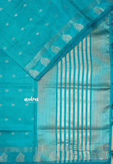 Teal Blue - Raaga - Lightweight Semi tussar saree with buttas and small border