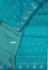 Teal Blue - Raaga - Lightweight Semi tussar saree with buttas and small border
