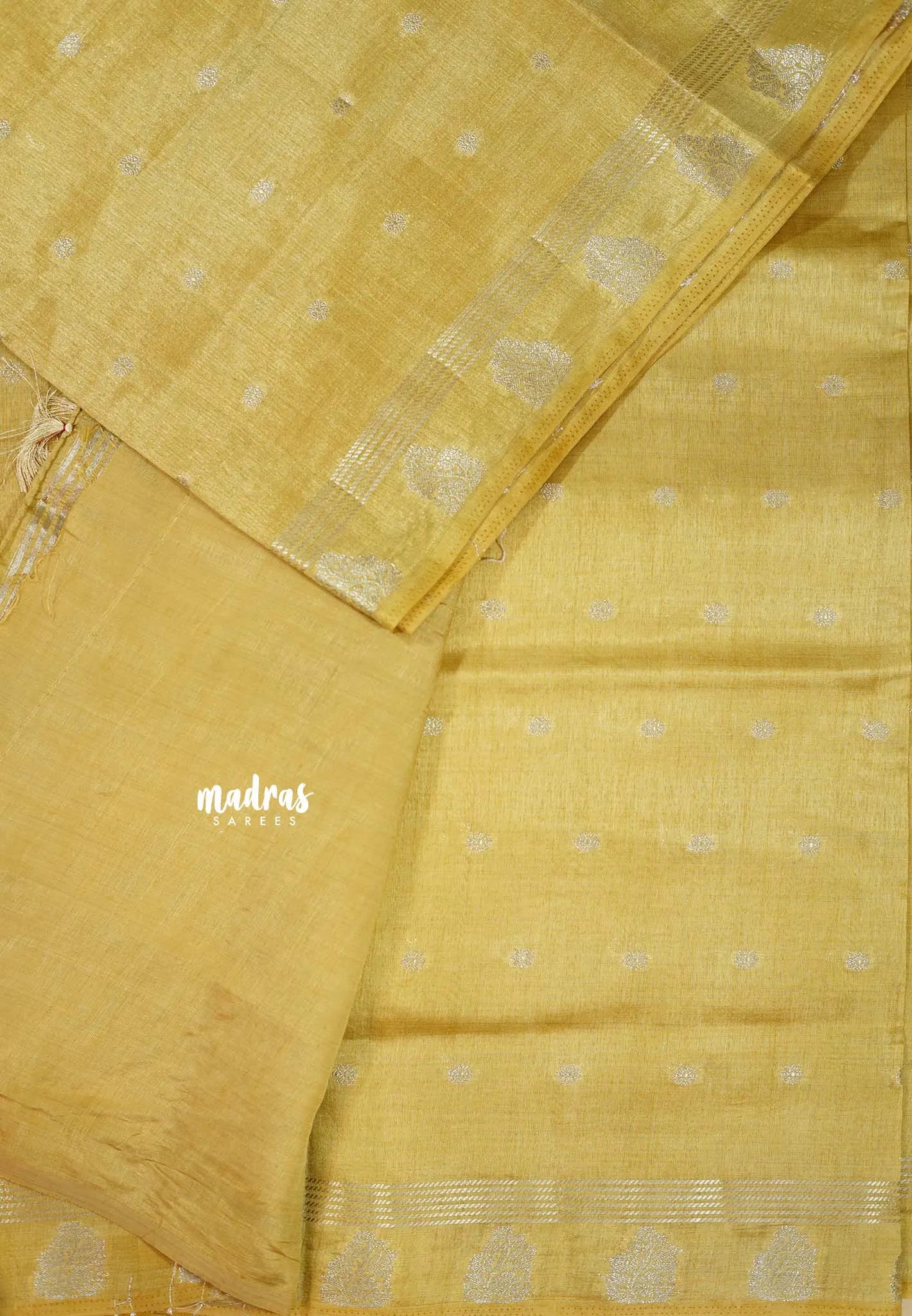 Golden beige - Raaga - Lightweight Semi tussar saree with buttas and small border