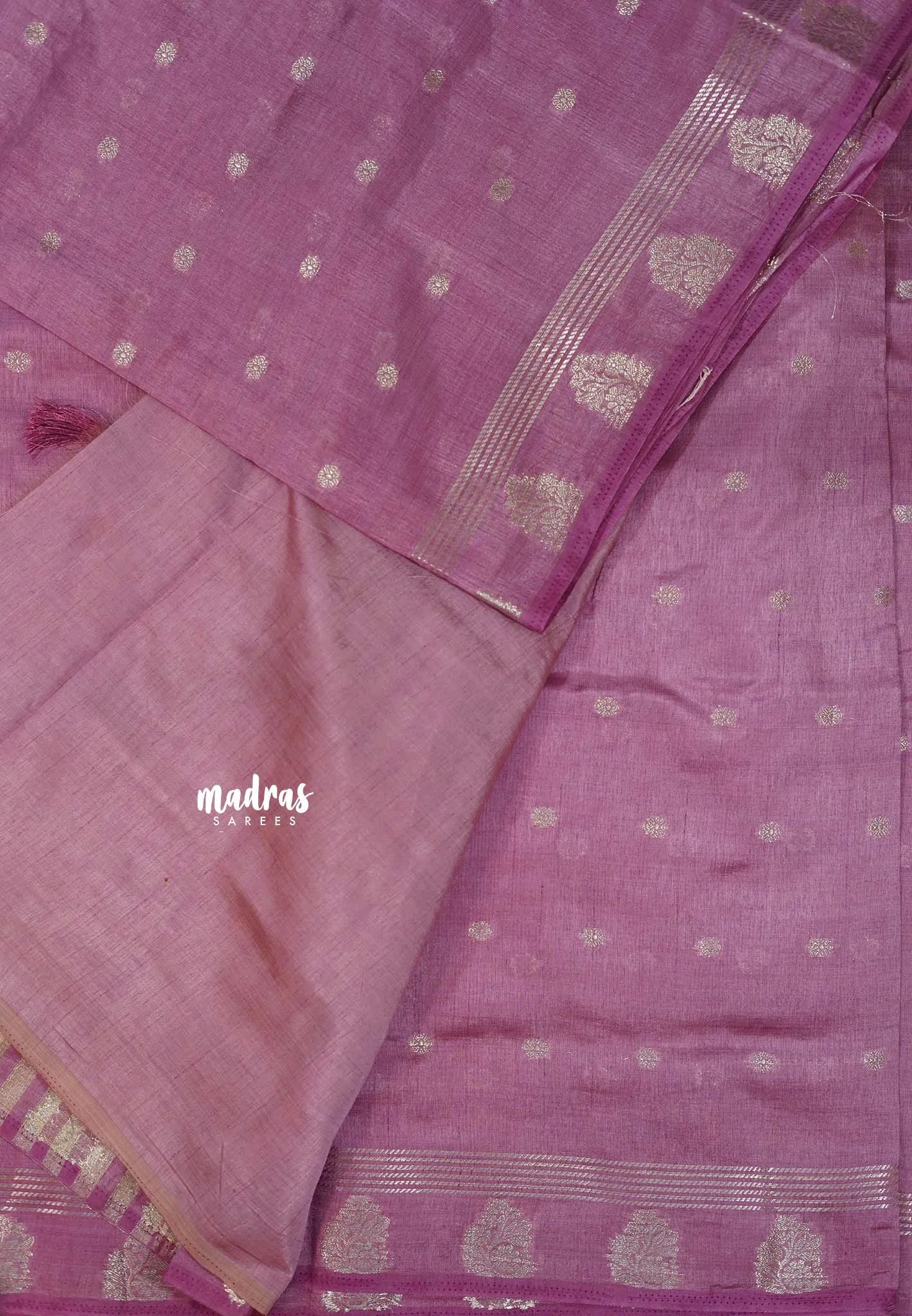 Onion Pink - Raaga - Lightweight Semi tussar saree with buttas and small border