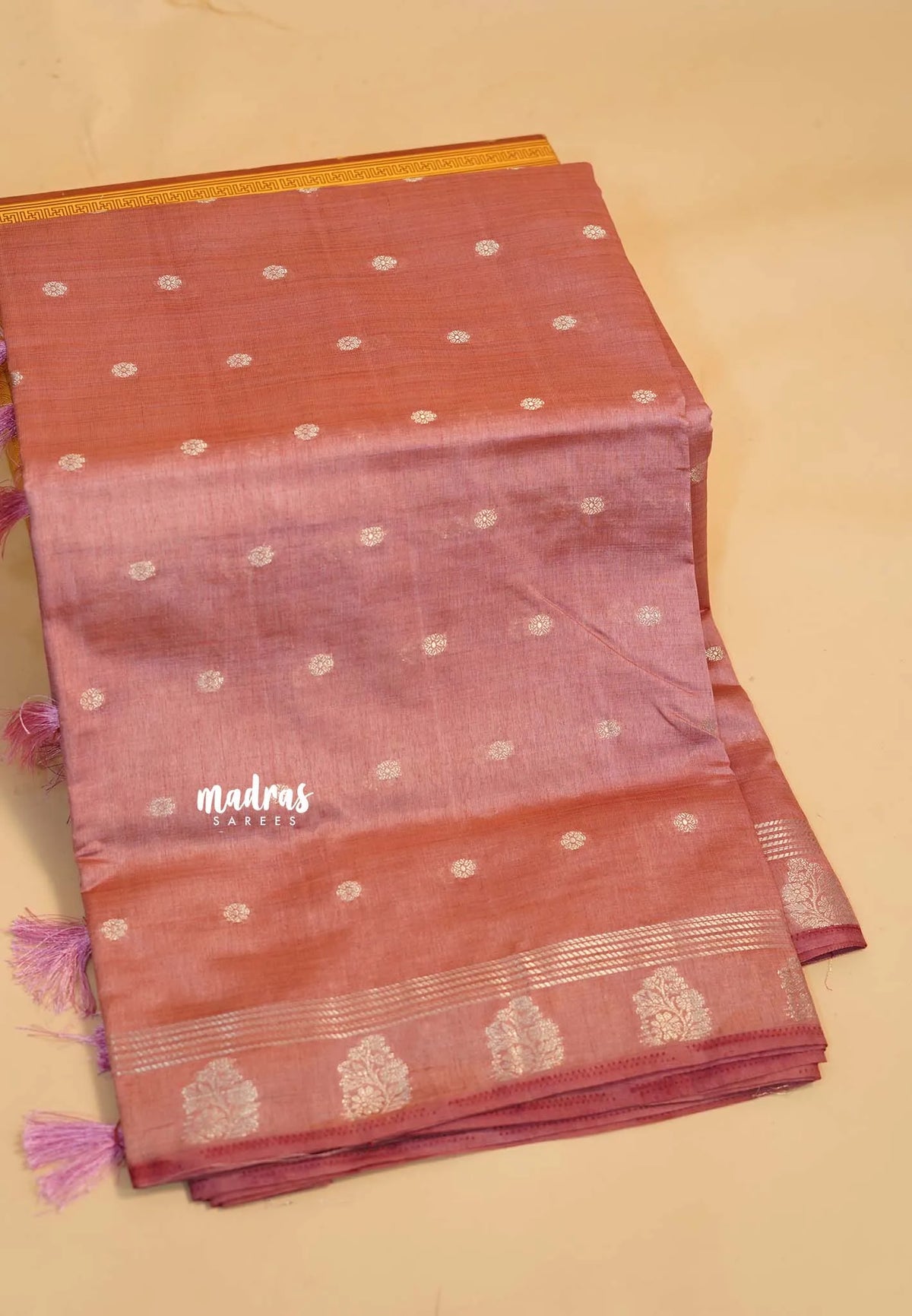 Blush Copper - Raaga - Lightweight Semi tussar saree with buttas and small border