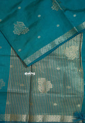 Teal Green - Raaga - Semi Tussar with Zari Floral Buttas and Small Border- Best for Gifting