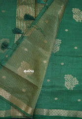 Seafoam Green - Raaga - Semi Tussar with Zari Floral Buttas and Small Border- Best for Gifting