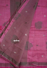 Rose Pink - Raaga - Semi Tussar with Thread Floral Buttas and Small Border- Best for Gifting