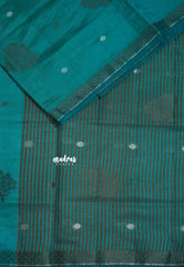 Teal Green - Raaga - Semi Tussar with Thread Floral Buttas and Small Border- Best for Gifting