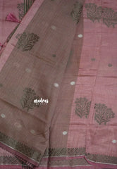 Onion Pink - Raaga - Semi Tussar with Thread Floral Buttas and Small Border- Best for Gifting
