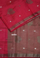 Queen's Pink - Raaga - Semi Tussar with Thread Floral Buttas and Small Border- Best for Gifting