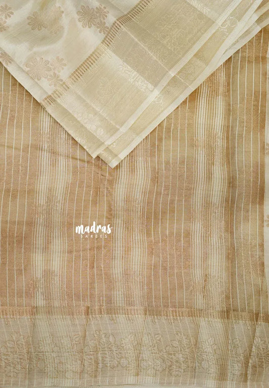 Creamy Half White  - Raaga - Semi tussar with full weaving body