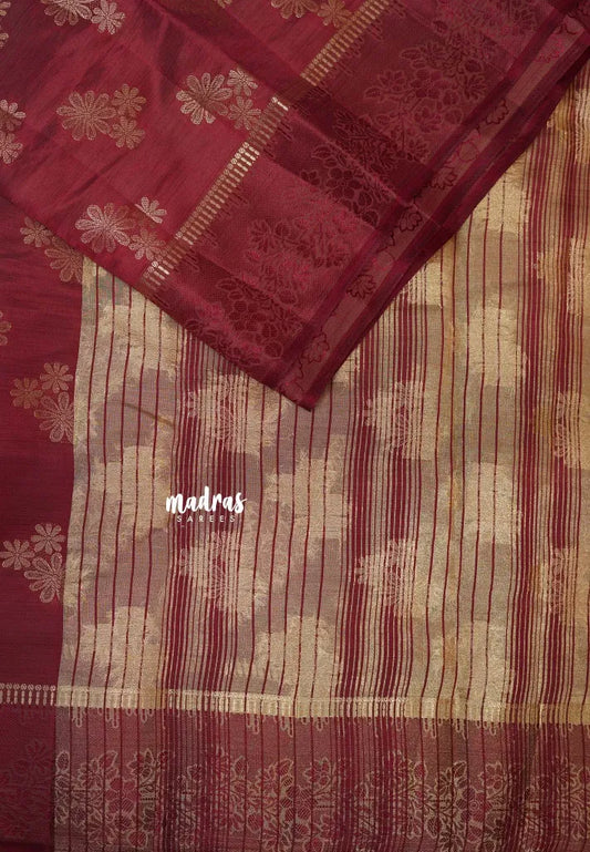 Dual Shade Winered - Raaga - Semi tussar with full weaving body