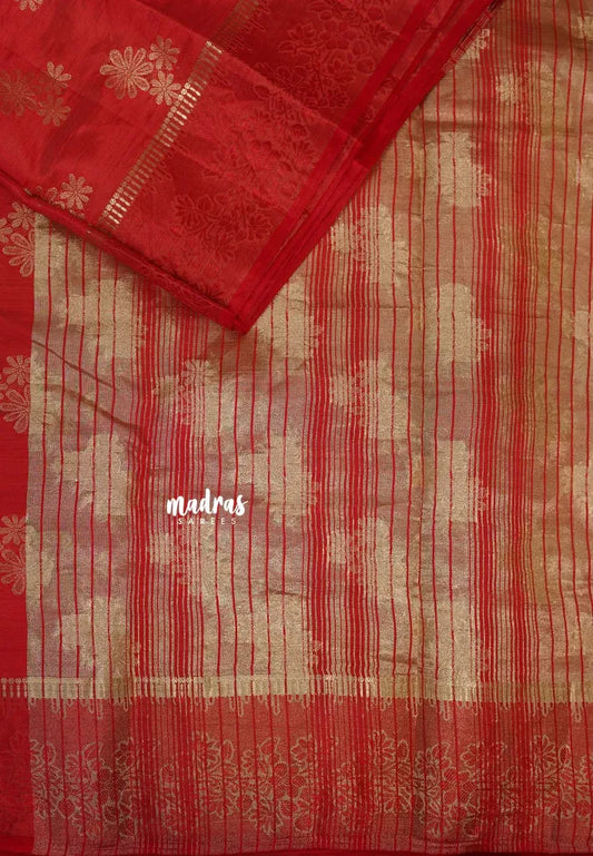 Dual Shade Red - Raaga - Semi tussar with full weaving body