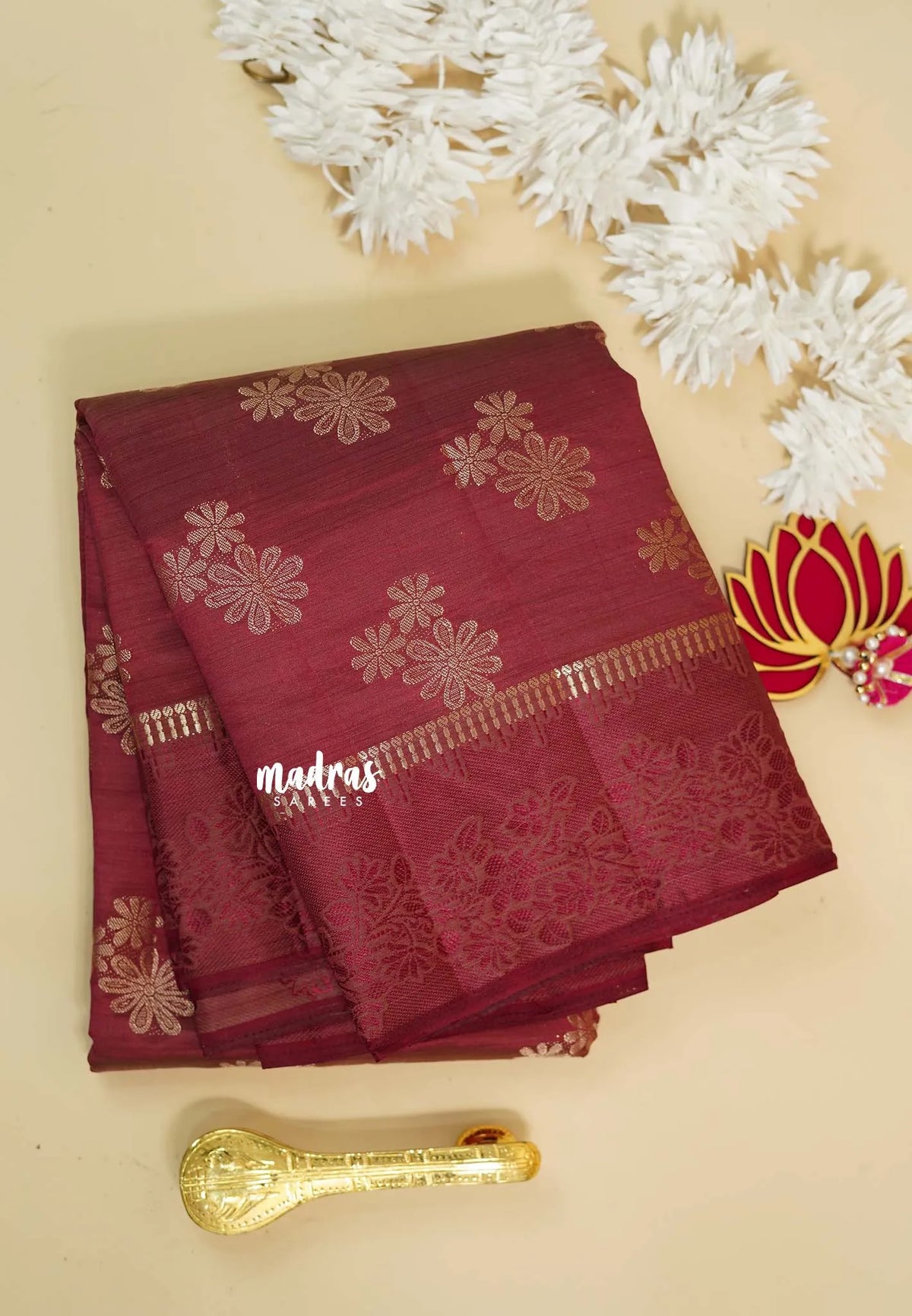 Dual Shade Winered - Raaga - Semi tussar with full weaving body