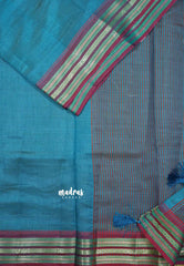 Peacock Blue - Raaga semi tussar with kanchi traditional borders