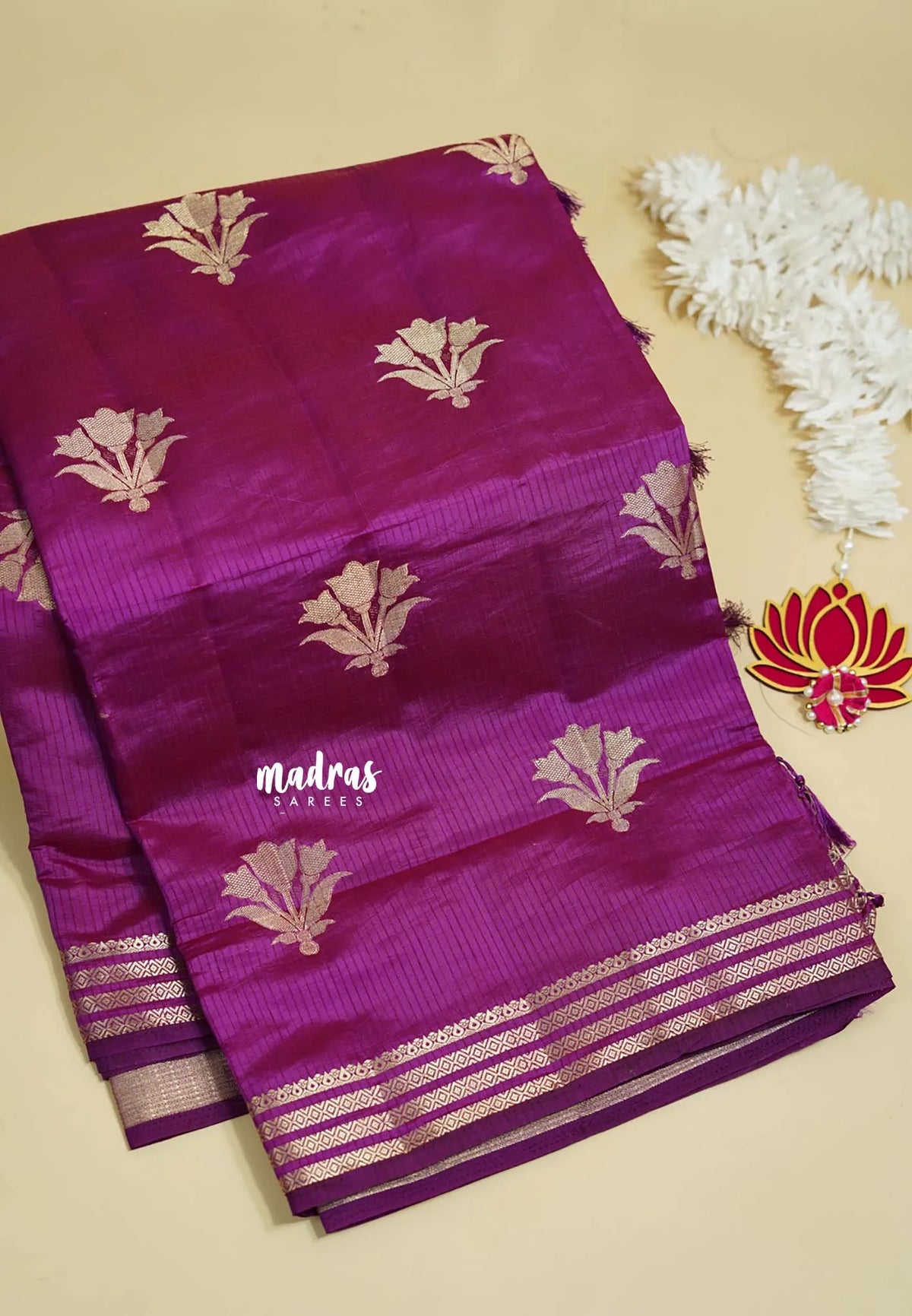 Magenta Purple - Raaga - Lightweight Semi tussar saree with multilne border