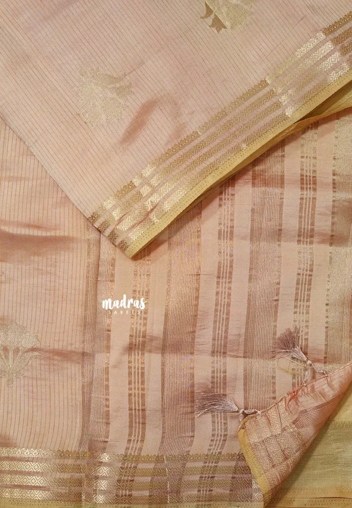 Peach - Raaga - Lightweight Semi tussar saree with multilne border