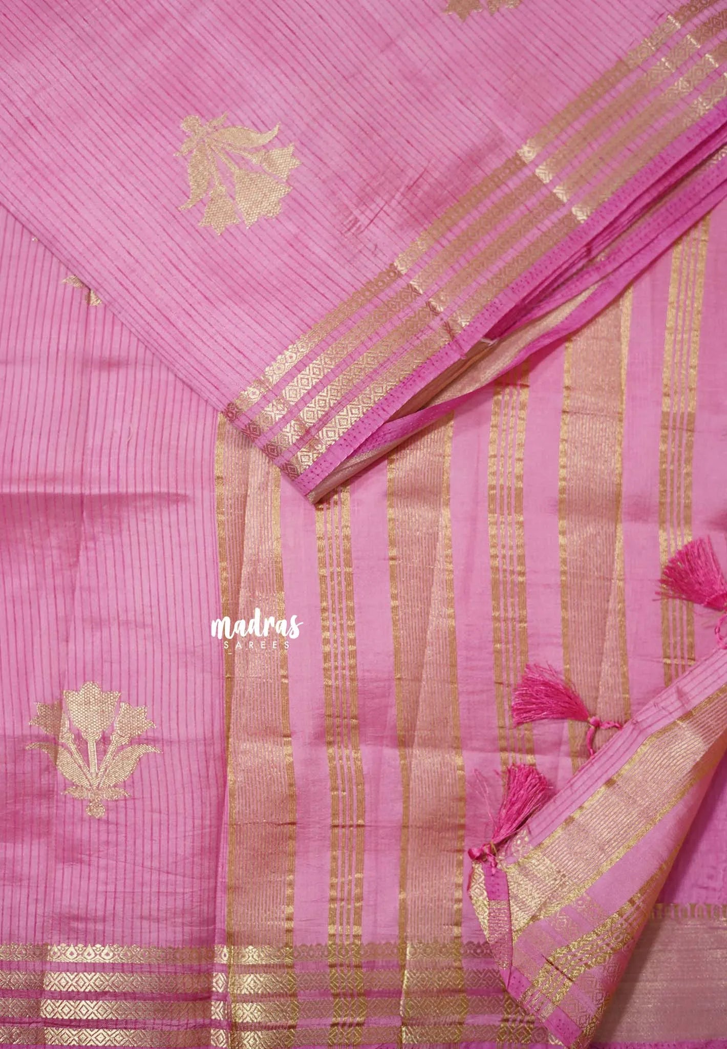 Rose Pink - Raaga - Lightweight Semi tussar saree with multilne border