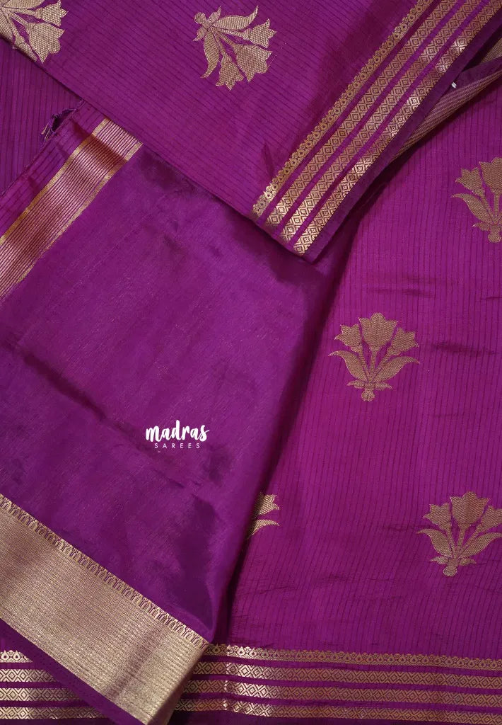 Magenta Purple - Raaga - Lightweight Semi tussar saree with multilne border