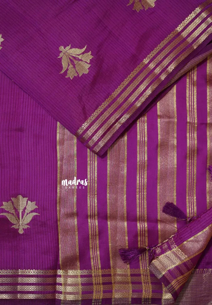 Magenta Purple - Raaga - Lightweight Semi tussar saree with multilne border
