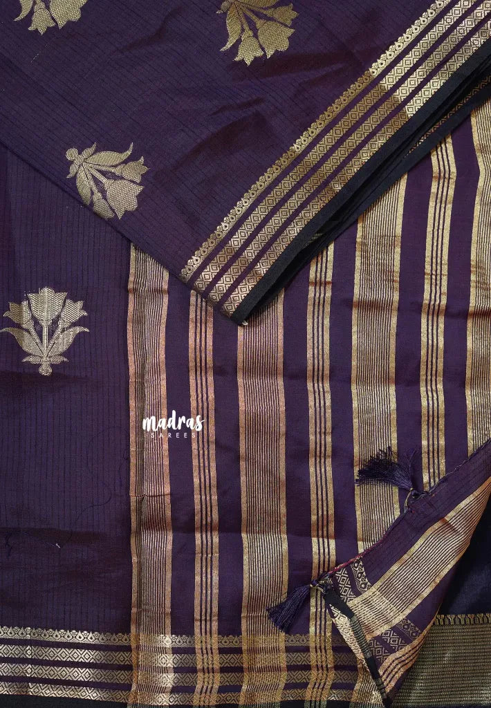Jamun Purple - Raaga - Lightweight Semi tussar saree with multilne border