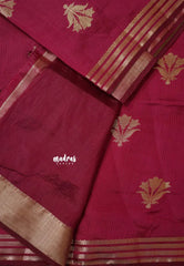 Wine Maroon - Raaga - Lightweight Semi tussar saree with multilne border