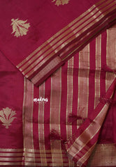 Wine Maroon - Raaga - Lightweight Semi tussar saree with multilne border
