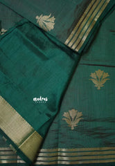 Dark Green - Raaga - Lightweight Semi tussar saree with multilne border