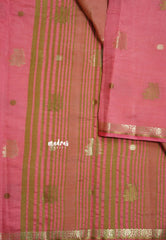 Pink - Raaga - Semi Tussar and Tiny Border with Floral and Buttas - Best for Gifting
