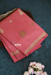Pink - Raaga - Semi Tussar and Tiny Border with Floral and Buttas - Best for Gifting
