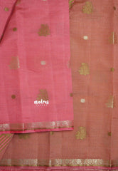 Pink - Raaga - Semi Tussar and Tiny Border with Floral and Buttas - Best for Gifting