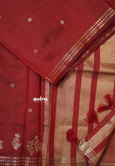 Majestic Maroon - Raaga - Lightweight Semi tussar saree with small floral border with buttas