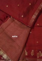 Majestic Maroon - Raaga - Lightweight Semi tussar saree with small floral border with buttas