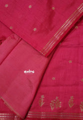 Queen's Pink - Raaga - Lightweight Semi tussar saree with small floral border with buttas