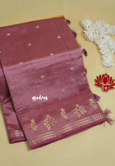 Onion Pink - Raaga - Lightweight Semi tussar saree with small floral border with buttas