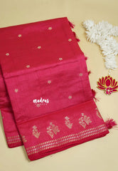 Queen's Pink - Raaga - Lightweight Semi tussar saree with small floral border with buttas